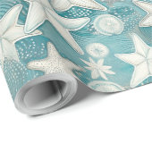 Stilisierte Sternfische & SandDollars Muster#25 ID Geschenkpapier (Rolleneckpunkt)