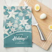 Stilisierte Sternfische & SandDollars Muster#25 ID Geschirrtuch (Viertel Falte)