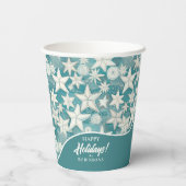 Stilisierte Sternfische & SandDollars Muster#25 ID Pappbecher (Rückseite)