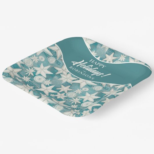 Stilisierte Sternfische & SandDollars Muster#25 ID Pappteller (Gewinkelt)