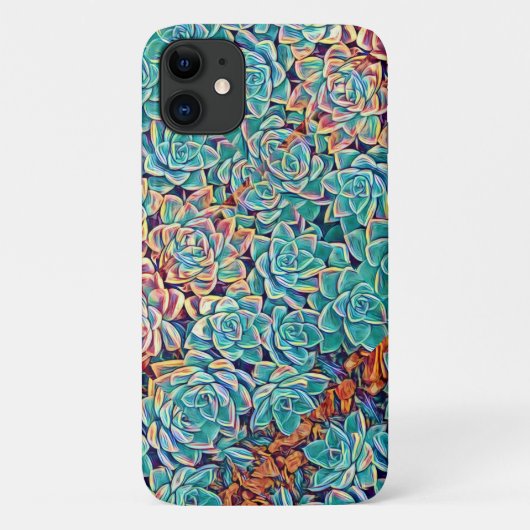 Stilisierte Sukkulente Blassgrünes iPhone 11 Fall Case-Mate iPhone Hülle (Rückseite)