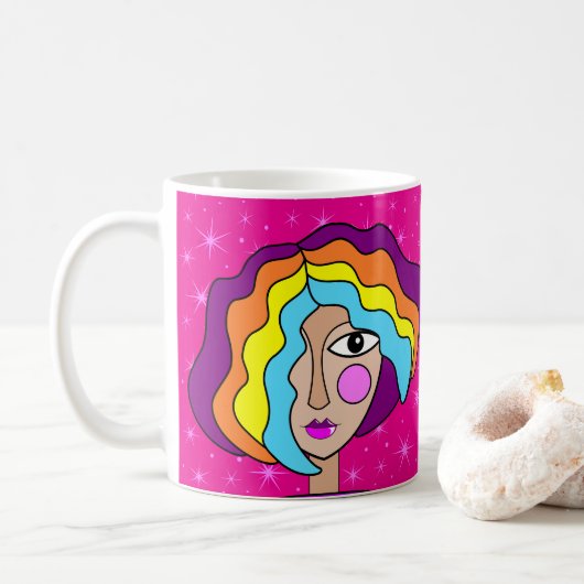 Stilisierte Tasse Abstrakt Art Face (Mit Donut)