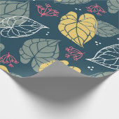 Stilisierte tropische Blätter, grün und gelb Geschenkpapier (Ecke)