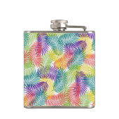 Stilisierte tropische Palmblättern farbenfrohe Mus Flachmann (Rückseite)