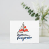 Stilisierte tropische Segelboote Postkarte (Stehend Vorderseite)