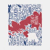 Stilisierte UK Karte: Vintage Travel. Fleecedecke (Vorderseite)