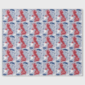 Stilisierte UK Karte: Vintage Travel. Geschenkpapier (Flach)