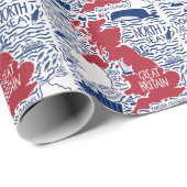 Stilisierte UK Karte: Vintage Travel. Geschenkpapier (Rolleneckpunkt)