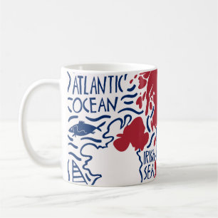 Stilisierte UK Karte: Vintage Travel. Kaffeetasse