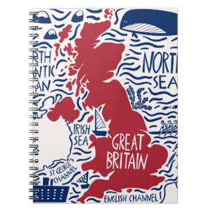 Stilisierte UK Karte: Vintage Travel. Notizblock