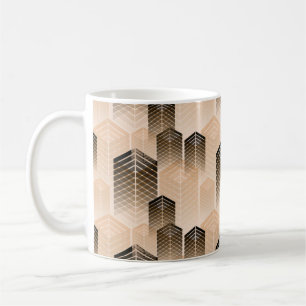 stilisierte urbane Landschaft nahtlos in sepia Kaffeetasse
