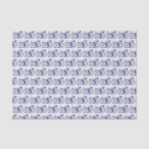 Stilisierte Vintage-Wal-Schwanzzeichnung Blau Seidenpapier