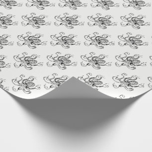 Stilisierte Vintage-Zeichnung eines Oktopus #1 Geschenkpapier