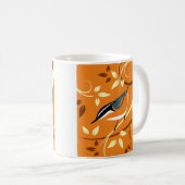Stilisierte Vogelkunst - Nuthatch Kaffeetasse (VorderseiteRechts)