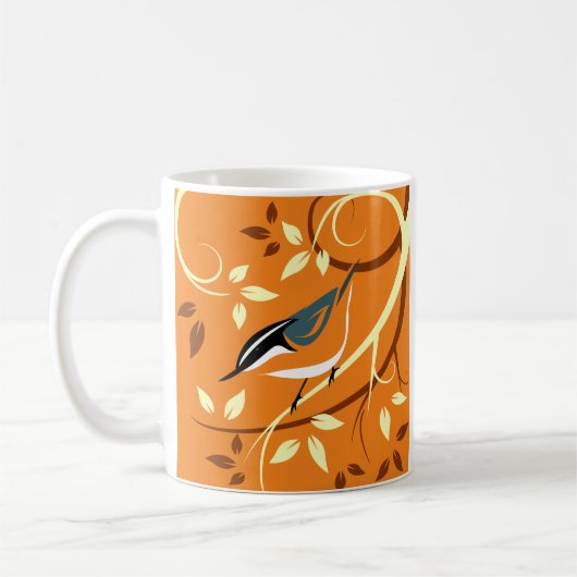 Stilisierte Vogelkunst - Nuthatch Kaffeetasse (Links)
