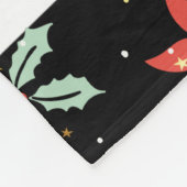 Stilisierte Weihnachtslieder & Poinsettia-Muster Fleecedecke (Ecke)