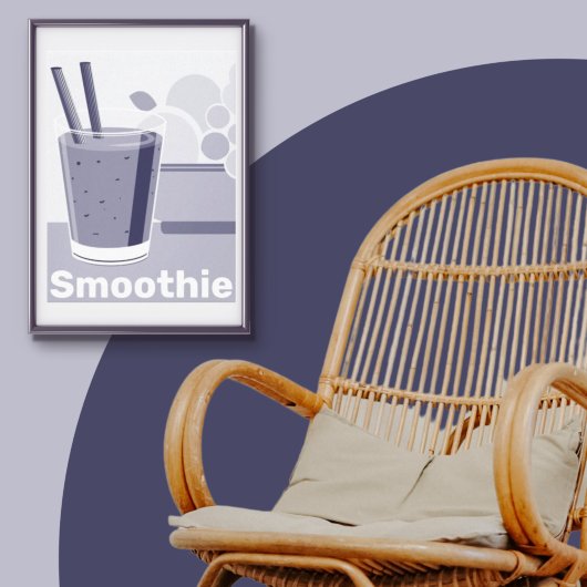Stilisierte White-Blue Smoothie Tumbler Kitchen Ar Leinwanddruck