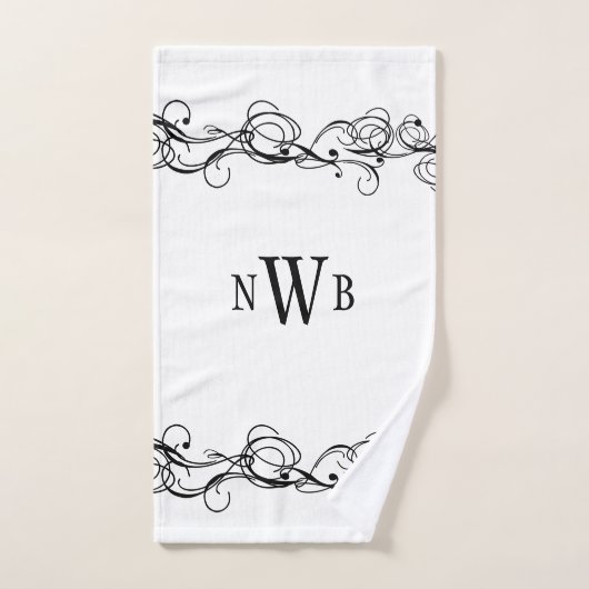 Stilisierte Wirble Grenzmonogramm  Badhandtuch Set (Handtuch)