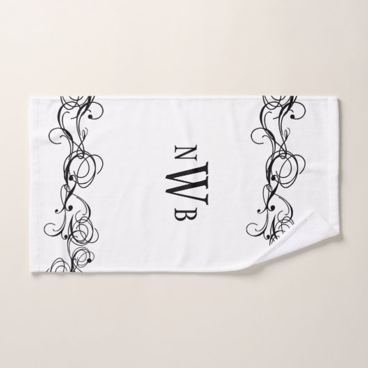 Stilisierte Wirble Grenzmonogramm  Badhandtuch Set (Handtuch)
