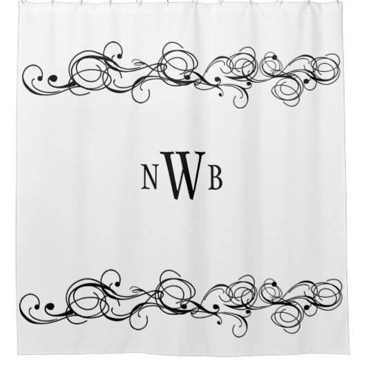 Stilisierte Wirble Grenzmonogramm Duschvorhang (Vorderseite)