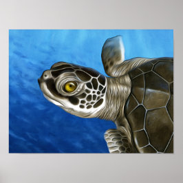 Stilisierte Young Green Turtle Poster