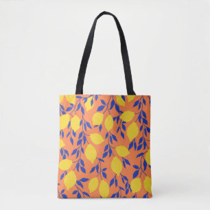 Stilisierte Zitronen Vintage-Tropenmuster Tasche