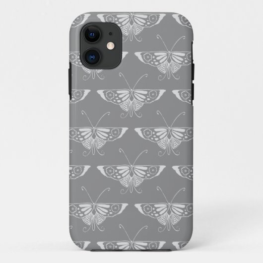 Stilisierter Art-Deco-Schmetterling in Grautönen Case-Mate iPhone Hülle (Rückseite)