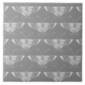 Stilisierter Art-Deco-Schmetterling in Grautönen Fliese (Vorderseite)