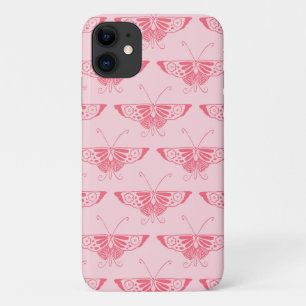 Stilisierter Art Deco Schmetterling - Korallenrosa iPhone 11 Hülle