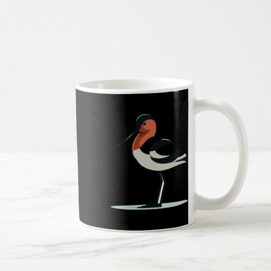 Stilisierter Avocet-Vogel mit langem Schnabel und Kaffeetasse (Rechts)