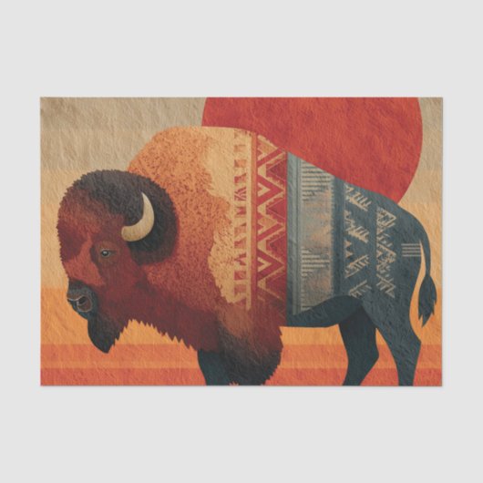 Stilisierter Bison mit indianischen Mustern Seidenpapier (Vorderseite)
