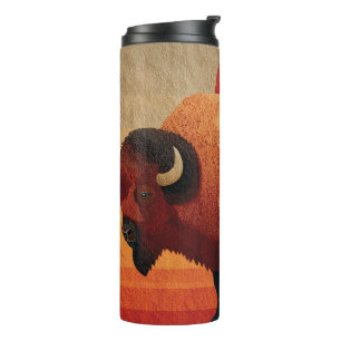 Stilisierter Bison mit Native-American-Mustern Thermosbecher