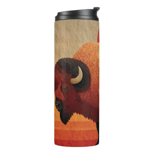 Stilisierter Bison mit Native-American-Mustern Thermosbecher (Nach links gedreht)