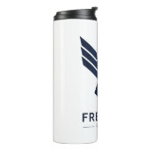 Stilisierter blauer Adler "Freiheit in dir" Thermosbecher (Nach links gedreht)