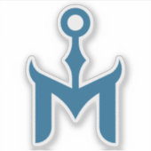Stilisierter blauer Anker und Buchstabe M Aufkleber (Vorderseite)