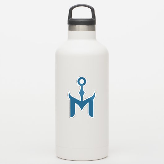 Stilisierter blauer Anker und Buchstabe M Aufkleber (Wassserflasche)