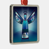 Stilisierter blauer Engel Ornament Aus Metall (Rechts)