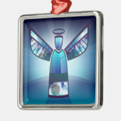 Stilisierter blauer Engel Ornament Aus Metall (Links)