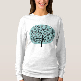 Stilisierter Blütenbaum - Hellblau Grün T-Shirt