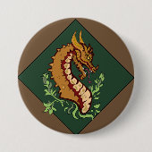 Stilisierter brauner Drache Button (Vorderseite)