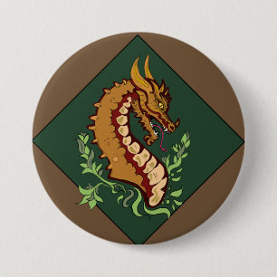 Stilisierter brauner Drache Button