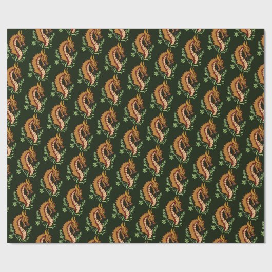 Stilisierter brauner Drache Geschenkpapier (Flach)