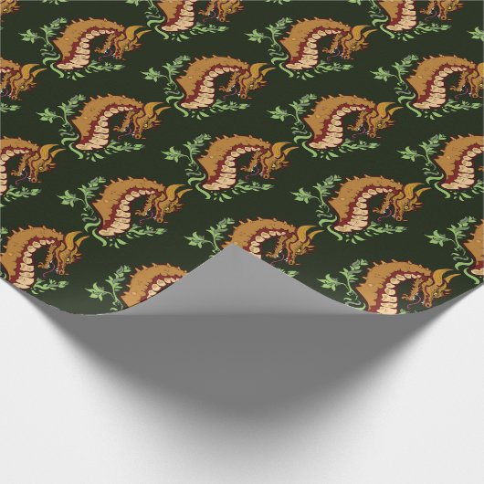 Stilisierter brauner Drache Geschenkpapier (Ecke)