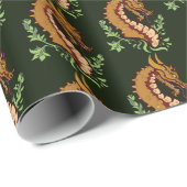 Stilisierter brauner Drache Geschenkpapier (Rolleneckpunkt)