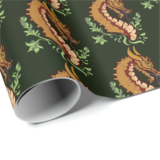 Stilisierter brauner Drache Geschenkpapier (Rolleneckpunkt)