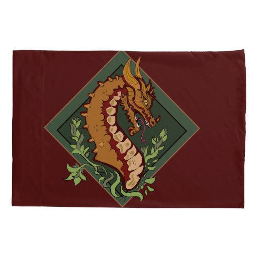 Stilisierter brauner Drache Kissenbezug (Rückseite)