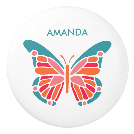 Stilisierter Butterfly-individuelle Name-Keramik Keramikknauf (Vorderseite)