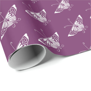 Stilisierter Deco-Schmetterling - Aubergine lila Geschenkpapier