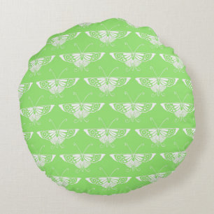 Stilisierter Deco-Schmetterling - limettengrün Rundes Kissen