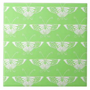 Stilisierter Deco-Schmetterling  - limettgrün Fliese